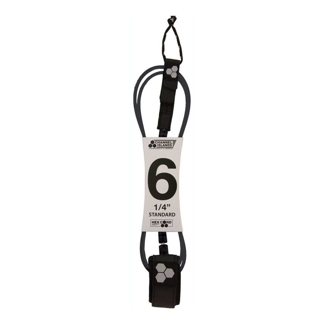 Channel Islands Surfboards Hex Cord Comp Leash 001-Black 6ft0in
