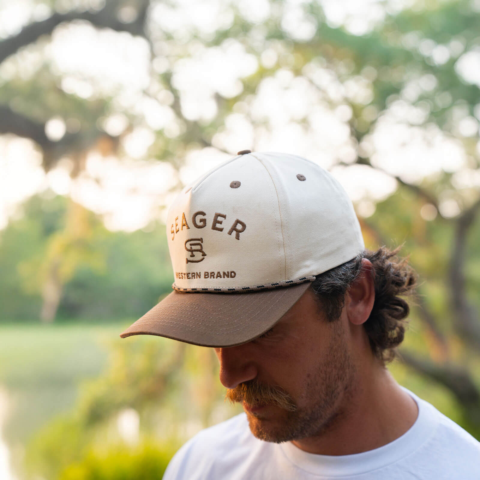 Seager Branded Snapback Hat CreamBrown OS