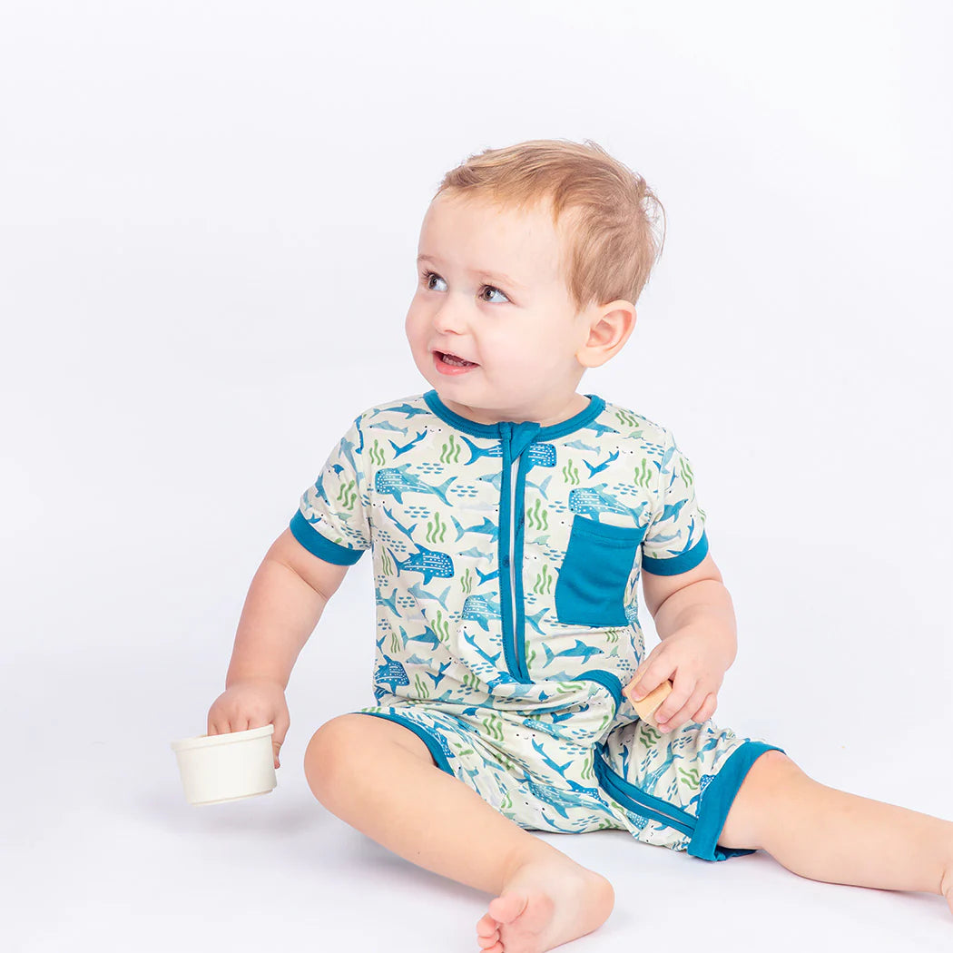 Emerson and Friends Shortie Baby Romper  SharkFriends 6-12M