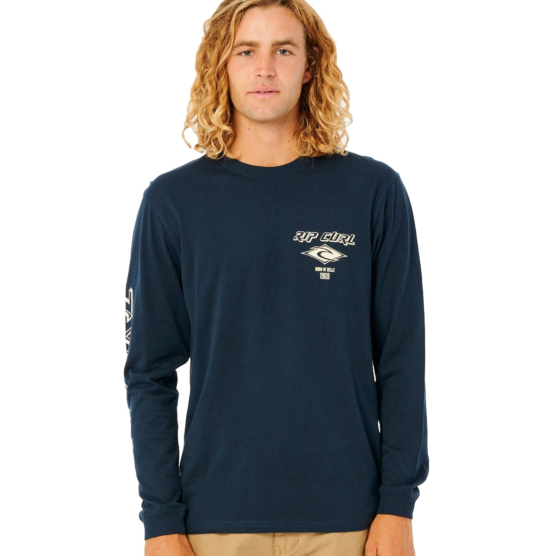 RIP CURL FADE OUT ICON LS TEE 0291-DarkNavy S