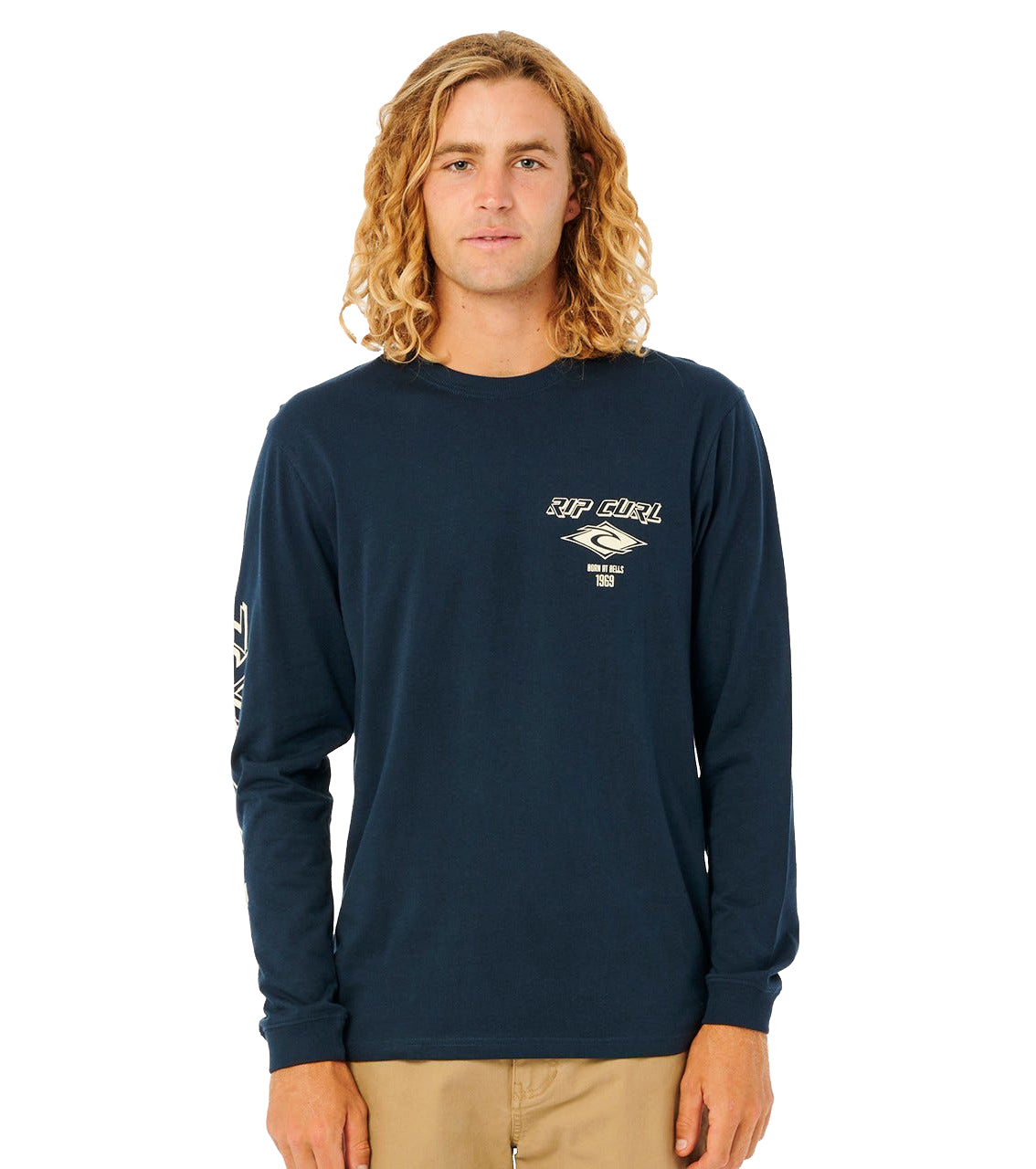 RIP CURL FADE OUT ICON LS TEE 0291-DarkNavy S