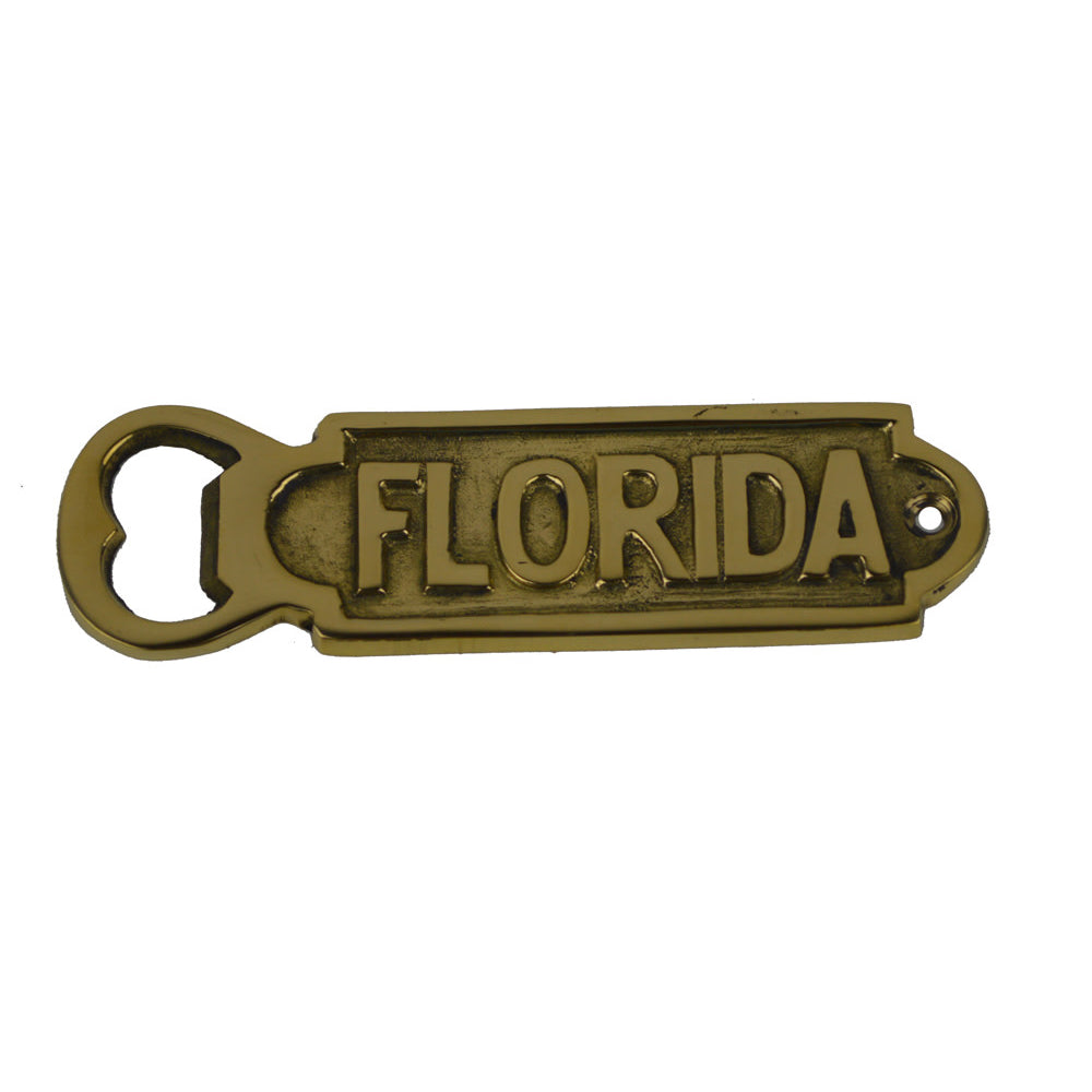 Florida Plaque Bottle Opener Brass 1.5in x 5.0in
