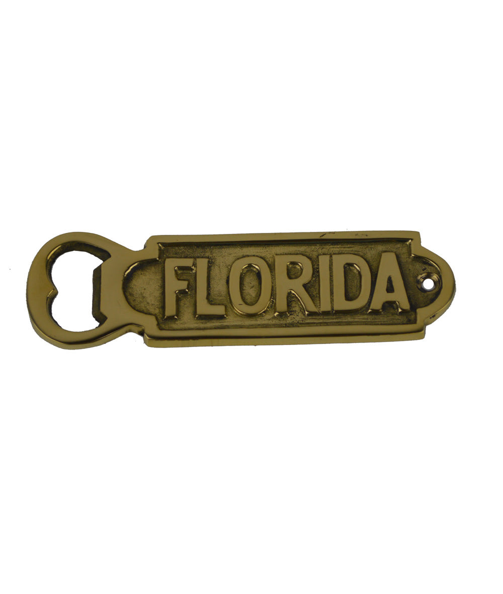 Florida Plaque Bottle Opener Brass 1.5in x 5.0in