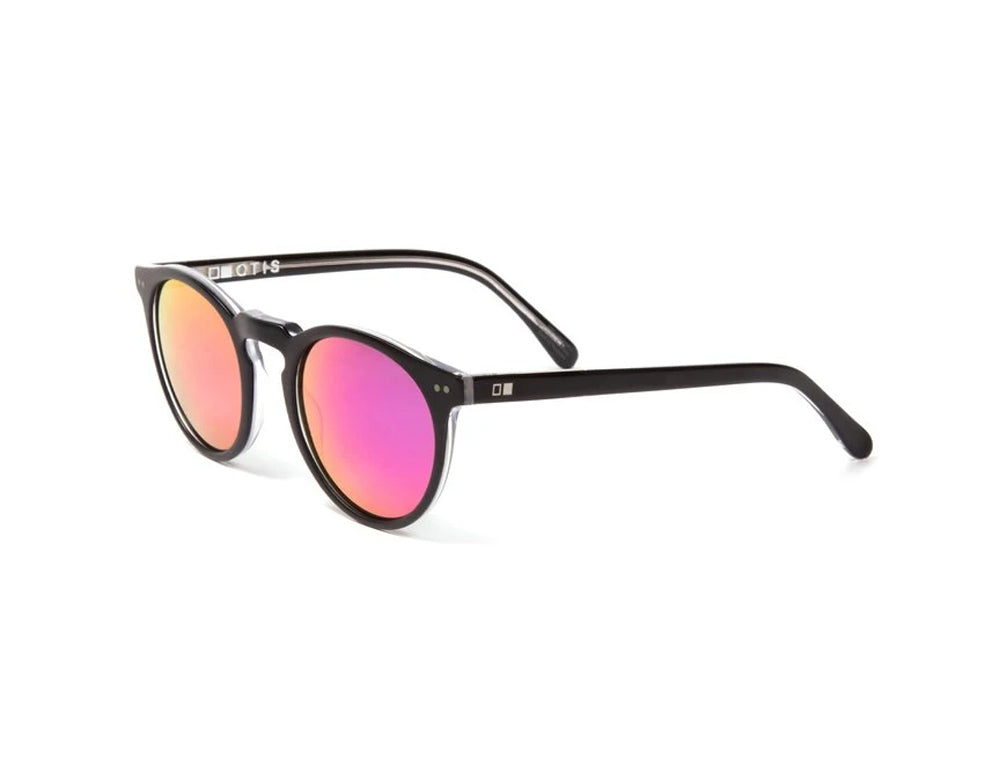 Otis Omar Reflect Polarized Sunglasses SatinBlack FlashMirrorPink Round