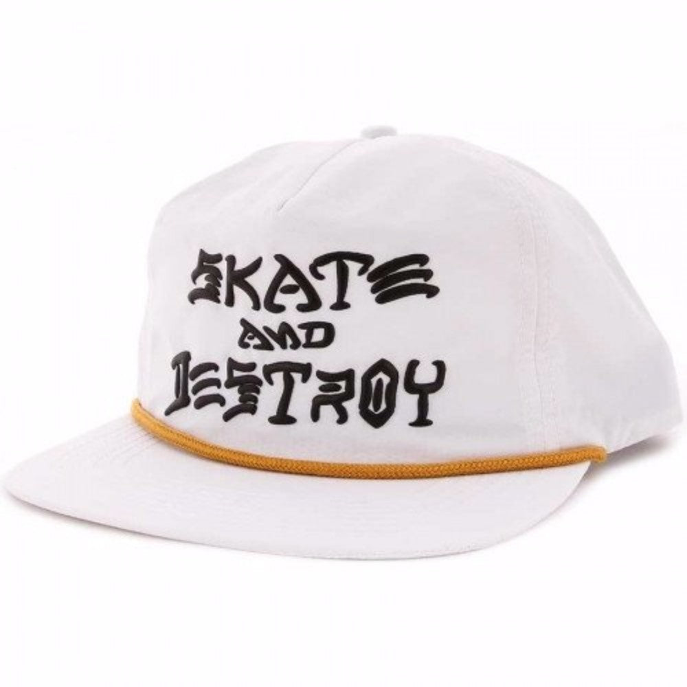 Thrasher Skate And Destroy Puff Ink Snapback Hat White OS