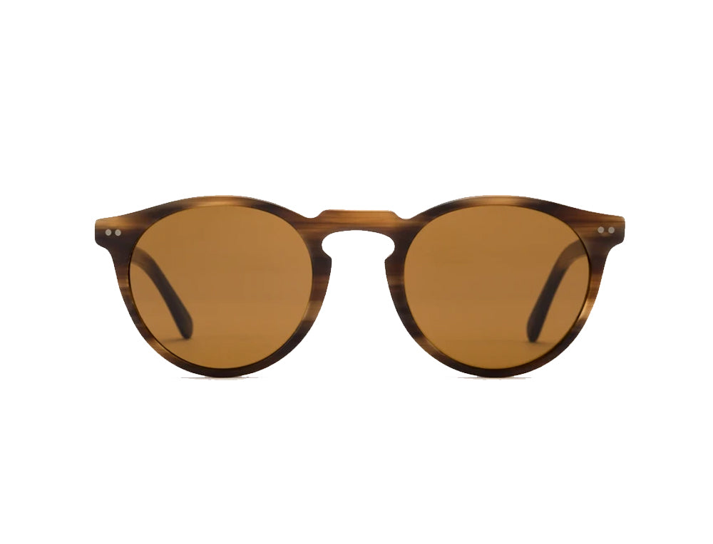 Otis Omar Polarized Sunglasses Horn Wood Brown Round