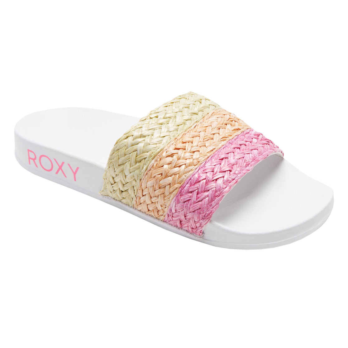 Roxy Slippy Jute Womens Sandal TPO-White-Crazy Pink-Orange 8