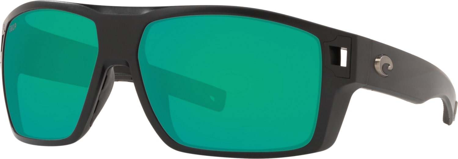 Costa Del Mar Diego Polarized Sunglasses  MatteBlack GreenMirror 580P