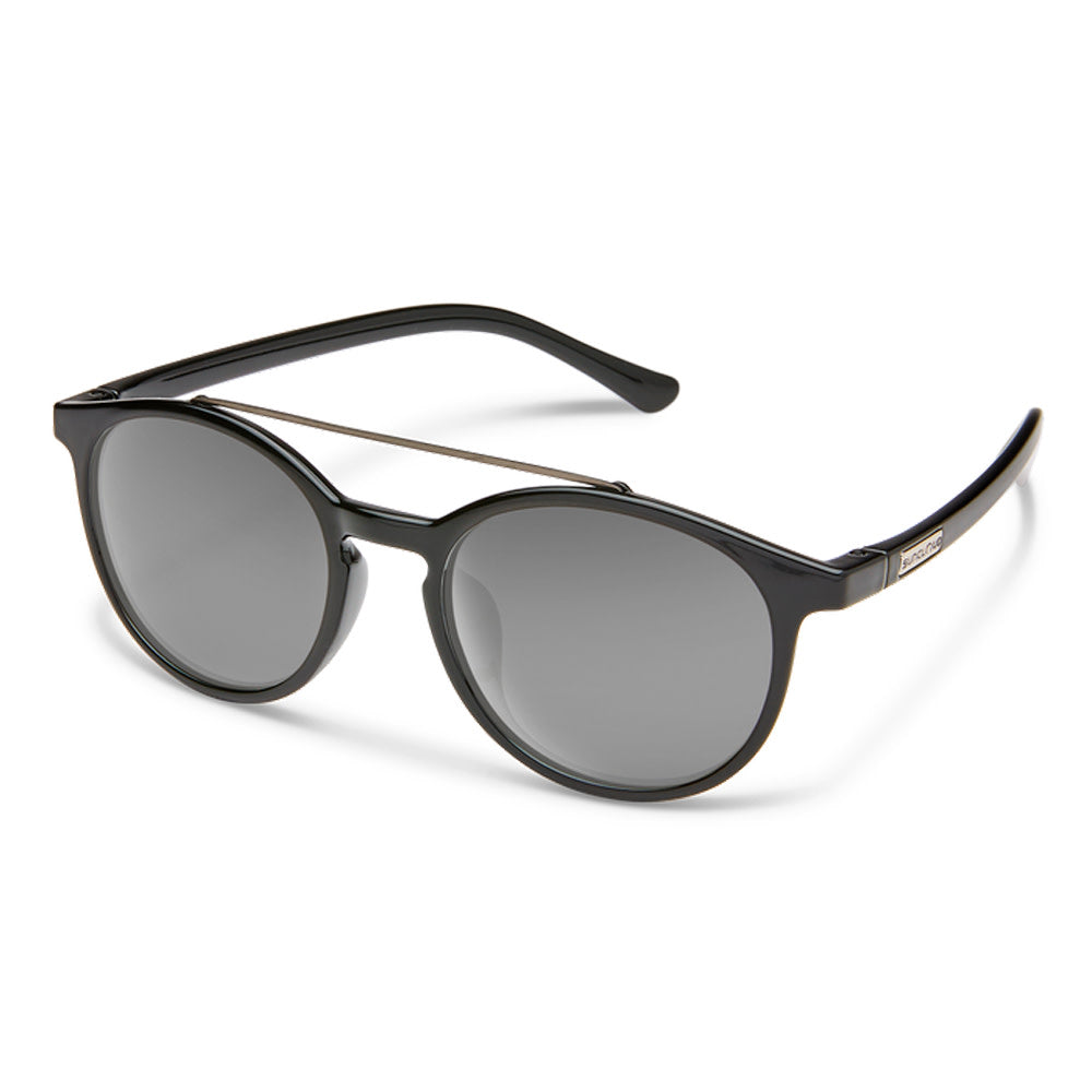 SunCloud Belmont Polarized Sunglasses Black Grey Round