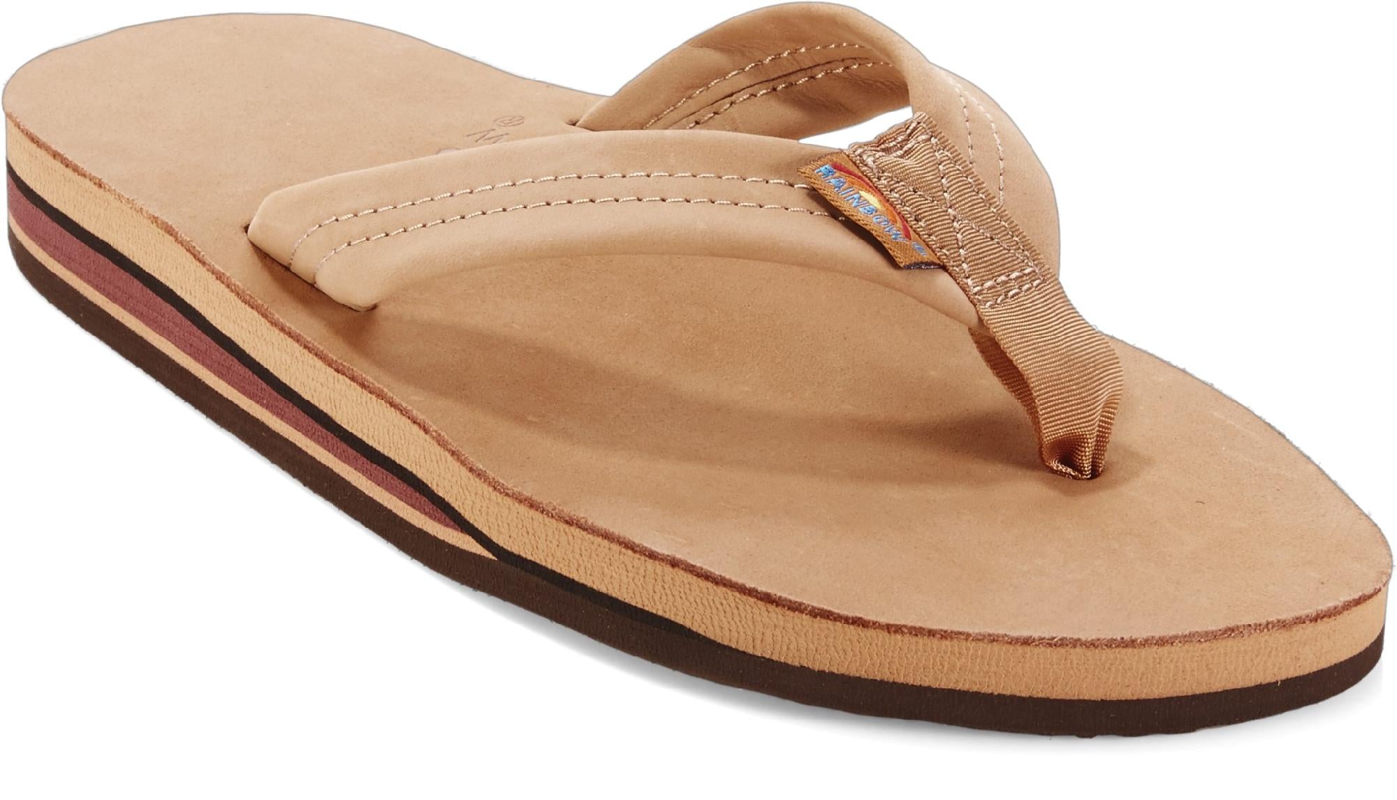 Rainbow Double Layer Leather Mens Sandal Sierra Brown L