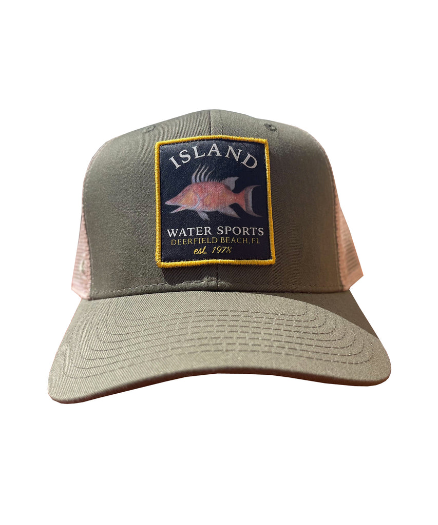Island Water Sports Hogfish Trucker Hat Olive OS