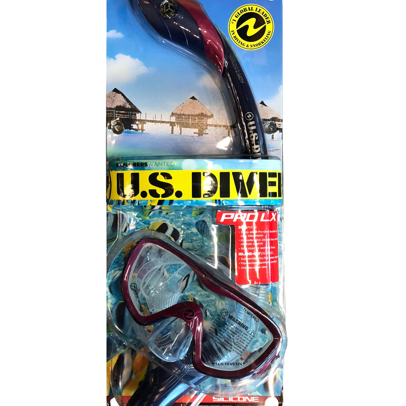 US Divers Dorado/Sea Breeze Junior Mask & Snorkel Set Red-Blueberry