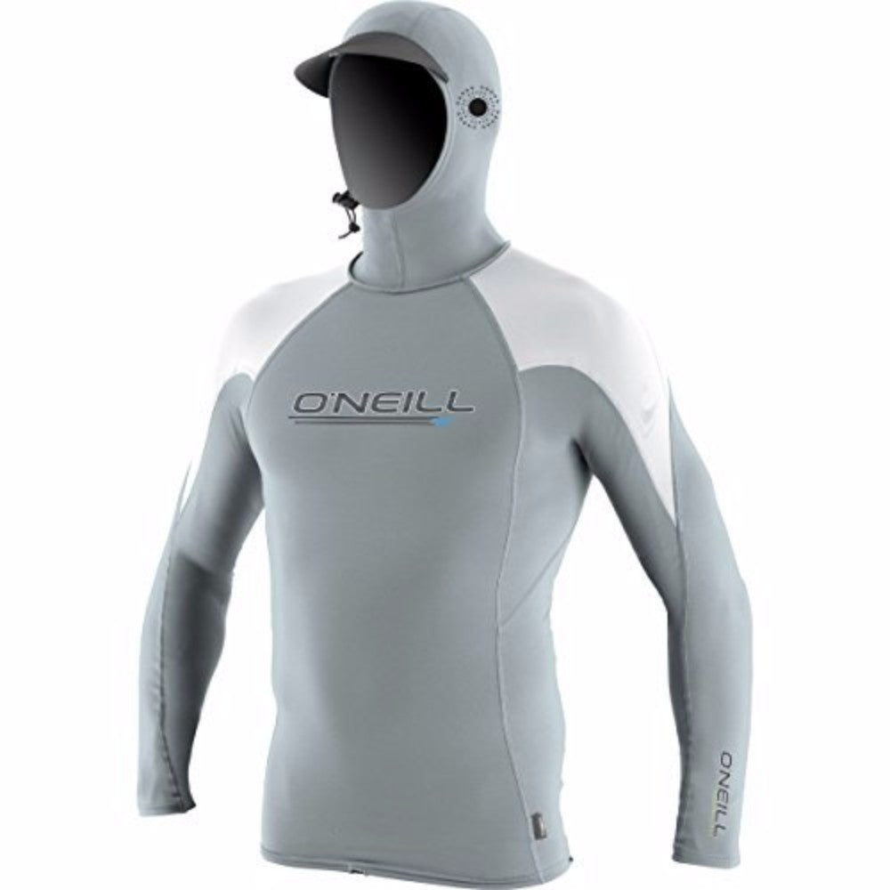 O Neill Premium Skins O Zone L/S Rashguard W/Hood DP1-Cool Grey-White-White XL