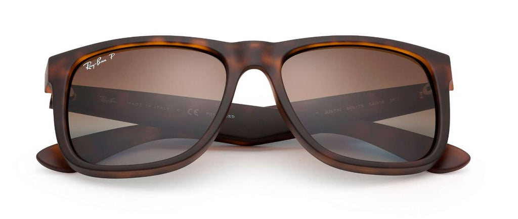Ray Ban Justin Polarized Sunglasses HavanaRubber Brown Gradient Wayfarer