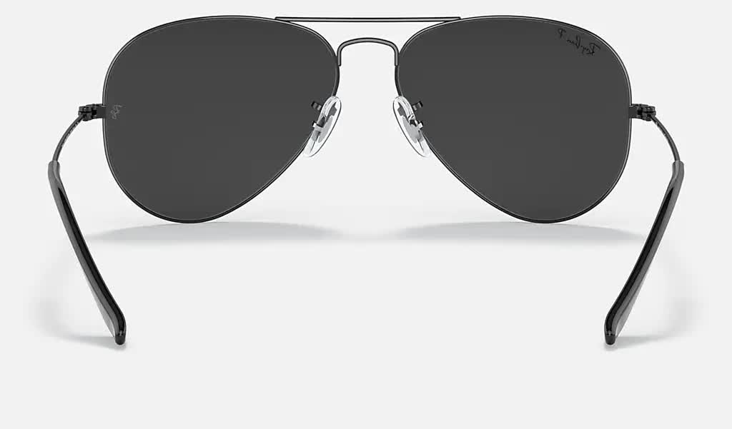 Ray Ban Aviator Large Metal Polarized Sunglasses Black Black Aviator