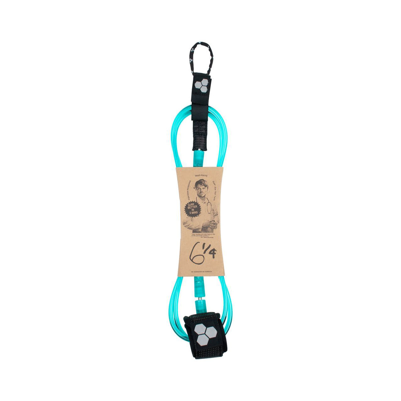Channel Islands Surfboards Dane Reynolds Signature Standard Leash 439-Clear Turquoise 6ft0in