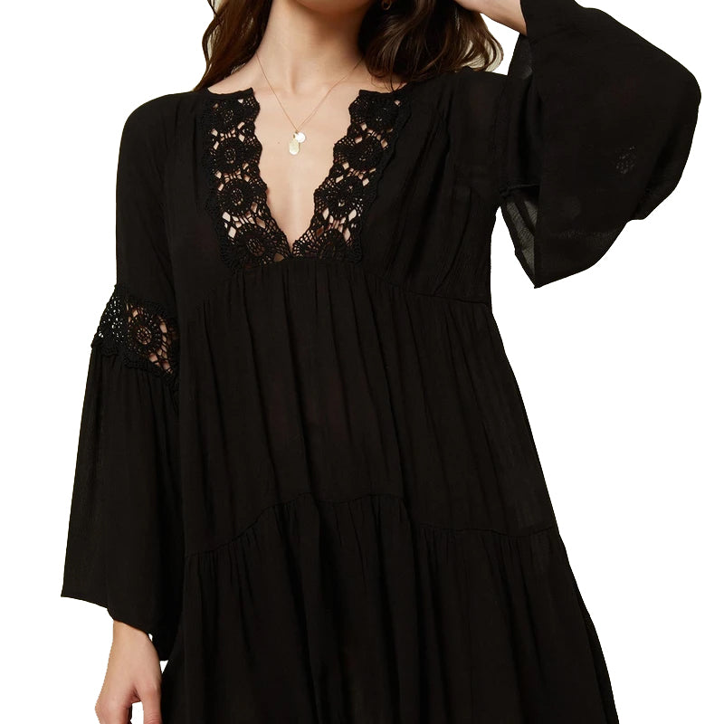 O'Neill Saltwater Solids Bell Sleeve Cover-Up BLK XS