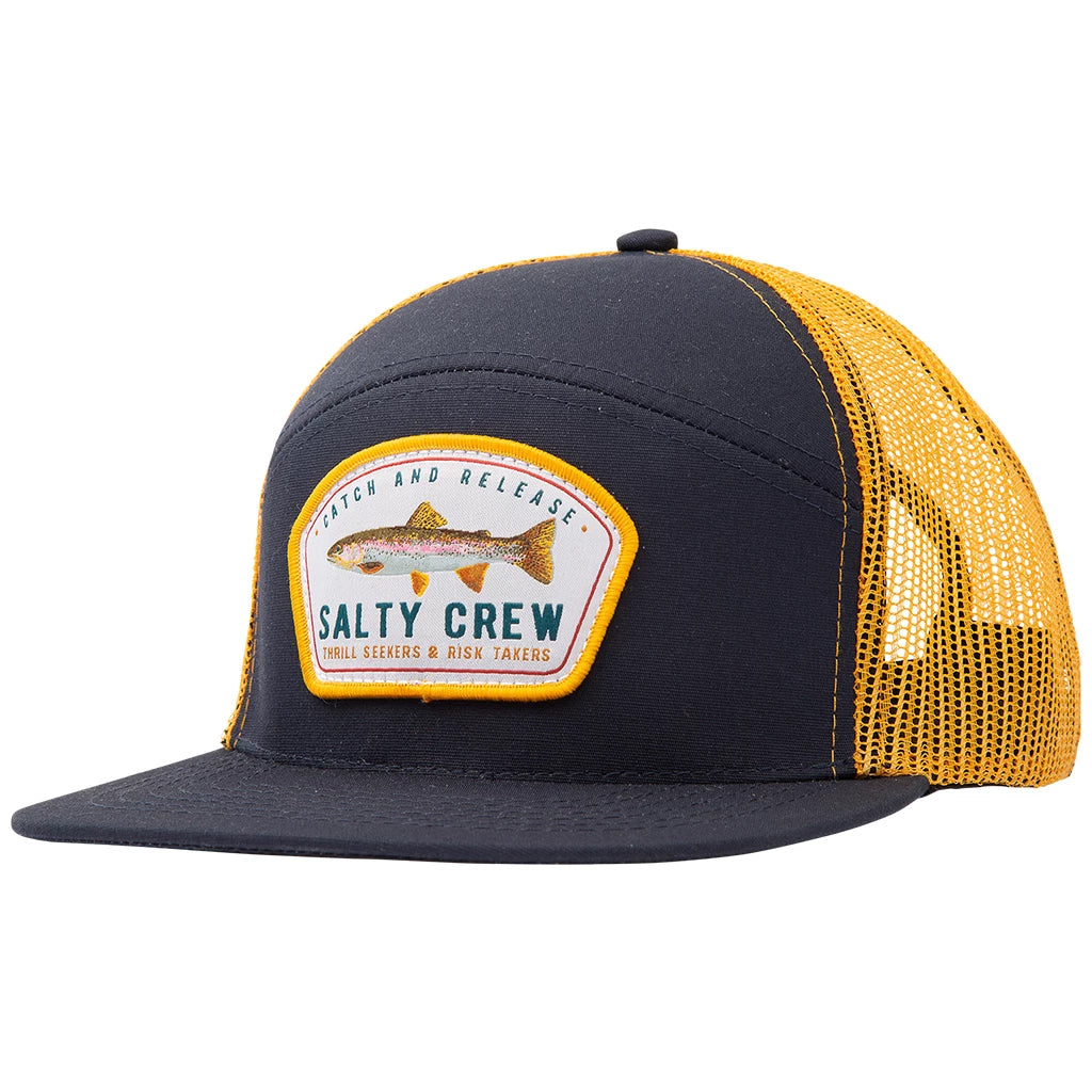 Salty Crew Catch and Release Trucker Hat Navy/Gold OS