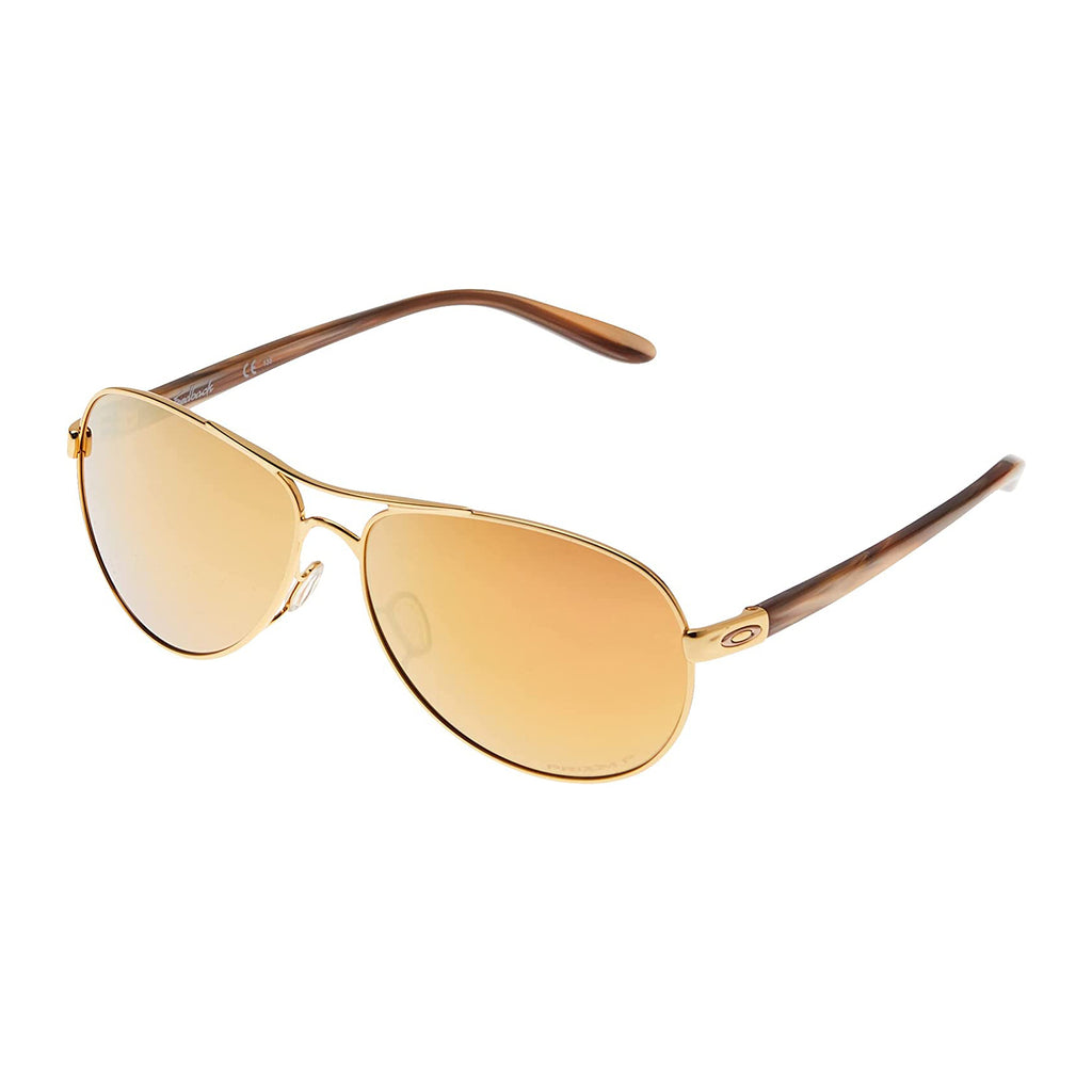 Oakley Feedback Polarized Sunglasses Polished Gold Prizm Rose Gold Aviator