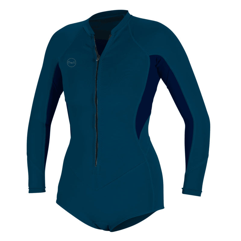 O Neill Bahia 2/1mm Front Zip LS Surf Suit Womens Springsuit GJ3-French Navy-Abyss-French Navy 6
