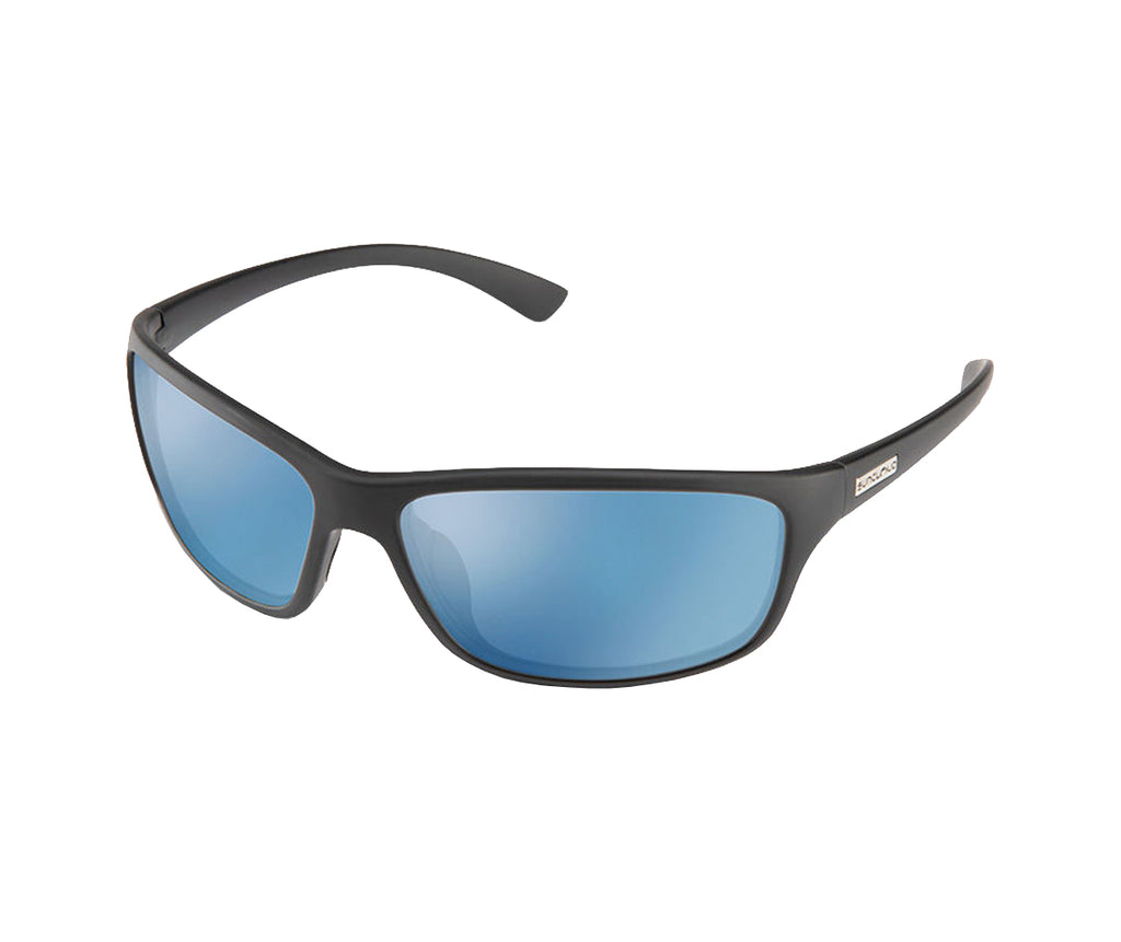 SunCloud Sentry Polarized Sunglasses  MatteBlack BlueMirror Wrap