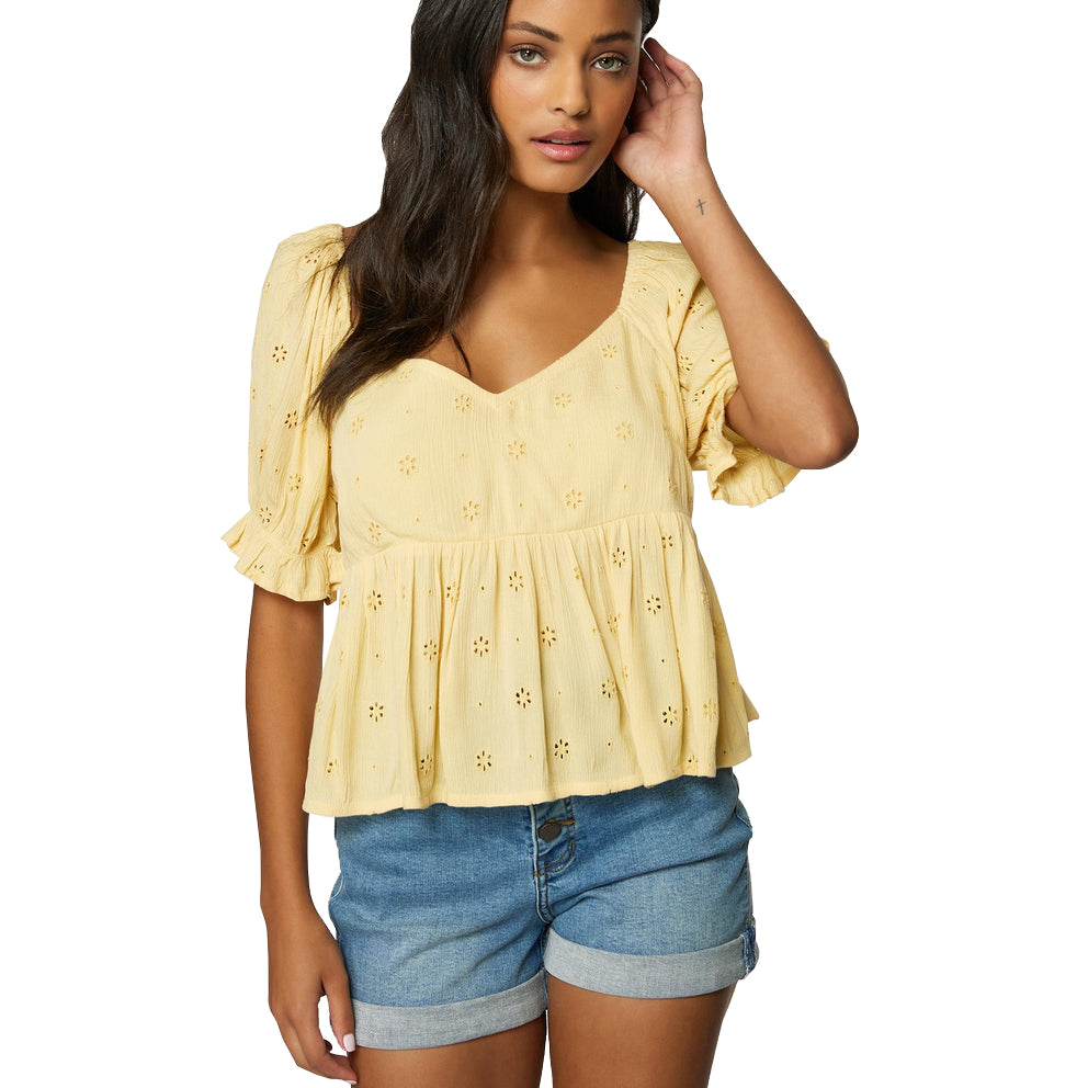 O'Neill Isabel Eyelet Top STR-Straw XS