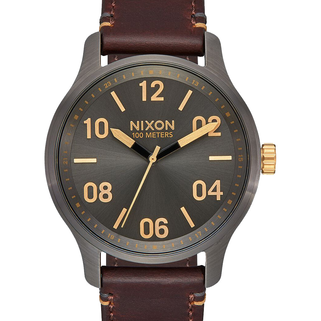 Nixon The Patrol Leather Watch Gunmetal-Gold