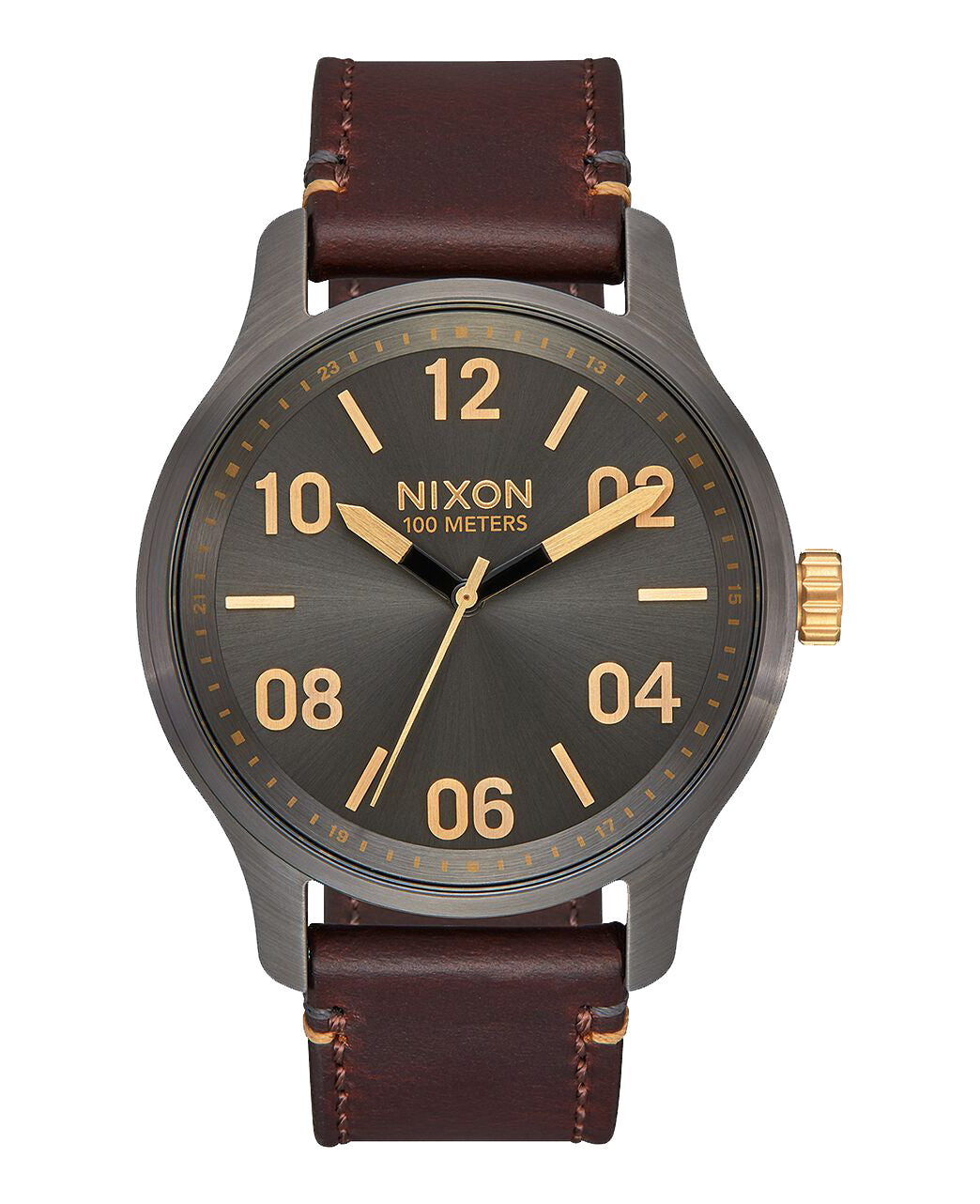 Nixon The Patrol Leather Watch Gunmetal-Gold