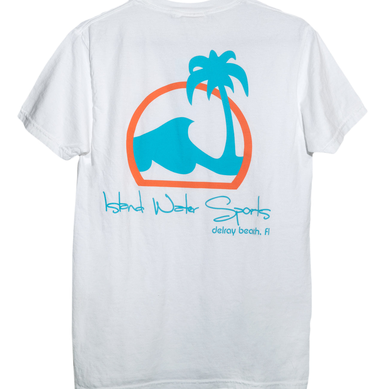 Island Water Sports Script Logo Delray S/S Tee White-Blue-Orange S