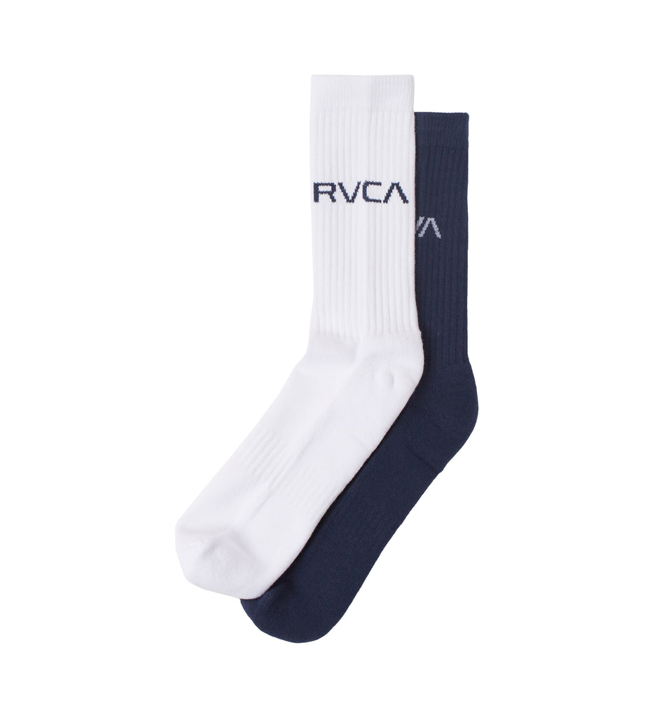 RVCA 2 Pack Basic Crew Sock NVY/WHT OS