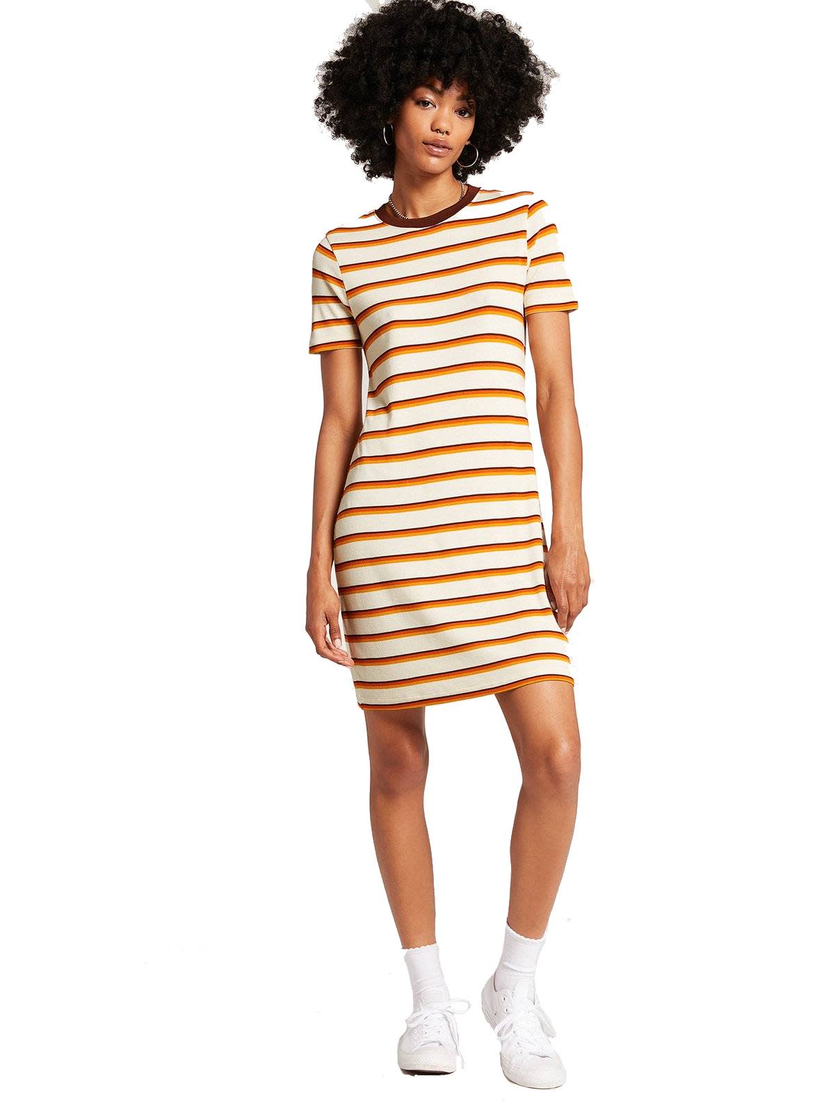 Volcom Avoid The Void Striped T-Shirt Dress