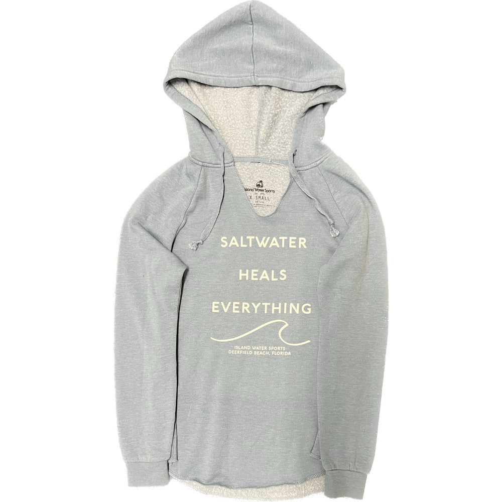Island Water Sports Saltwater Heals Everything Wave Wash Pullover MistyBlue L