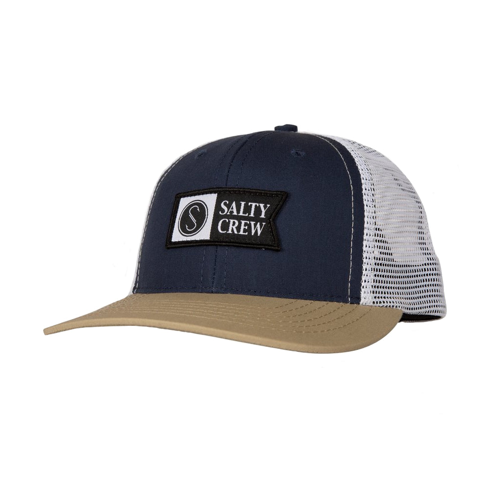 Salty Crew Pinnacle  Boys Retro Trucker Hat Navy/Tan One size