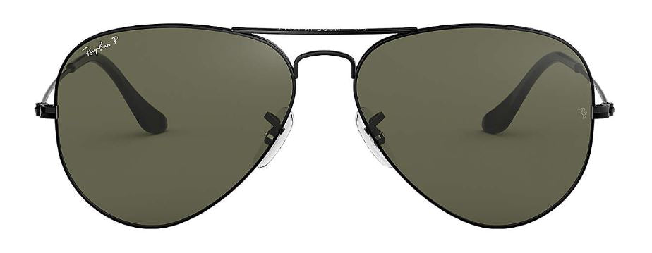 Ray Ban Aviator Large Metal Polarized Sunglasses Black Crystal Green Aviator