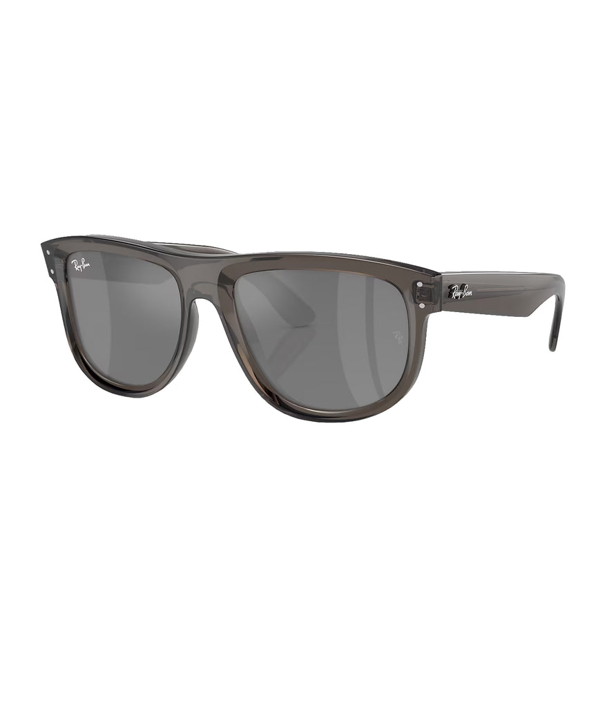 Ray Ban Boyfriend Polarized Sunglasses ReverseTransparentDkGrey GreyMirror Oversized