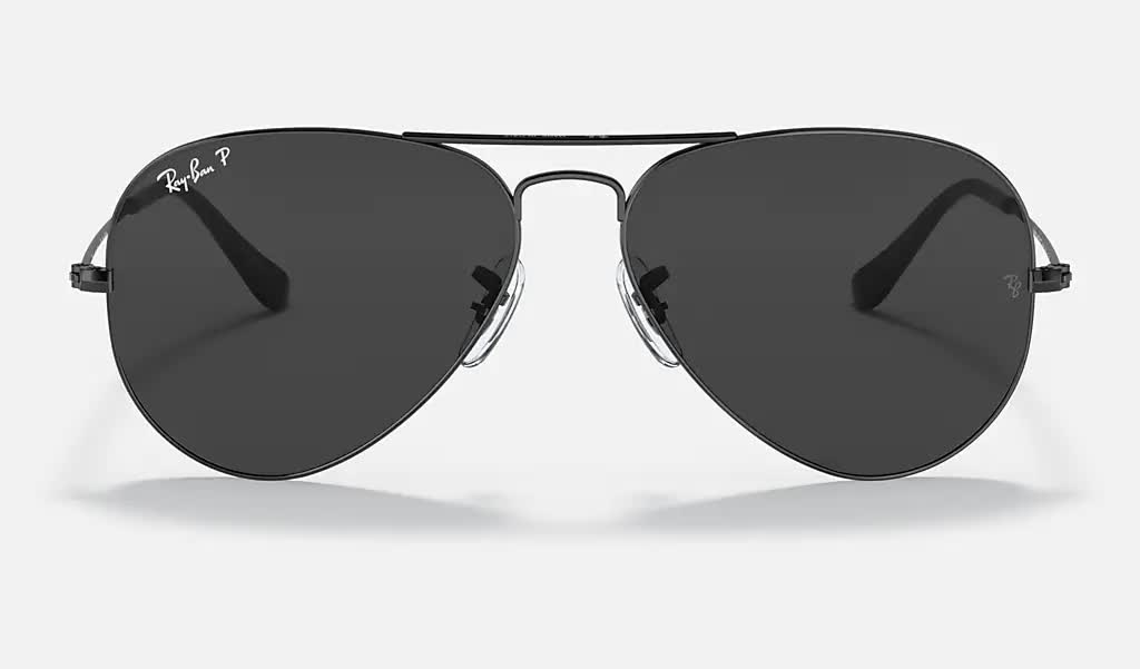 Ray Ban Aviator Large Metal Polarized Sunglasses Black Black Aviator