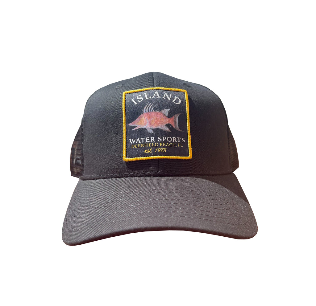 Island Water Sports Hogfish Trucker Hat Black OS