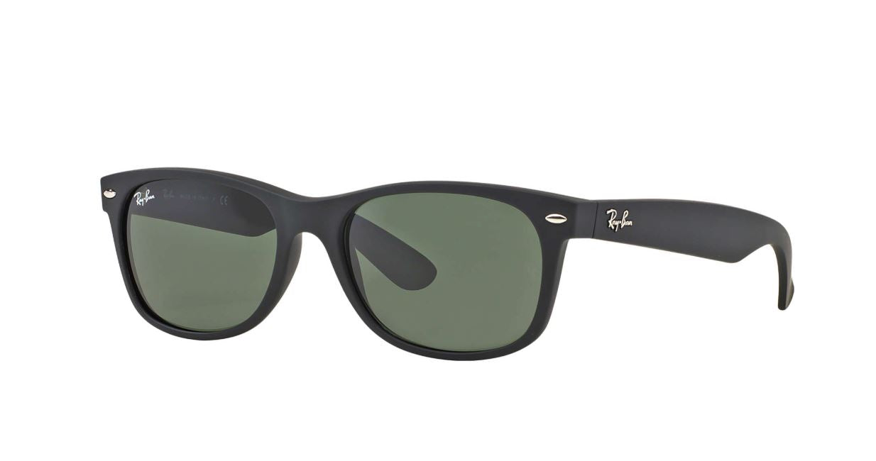Ray Ban New Wayfarer Polarized Sunglasses Rubber Black Green Wayfarer