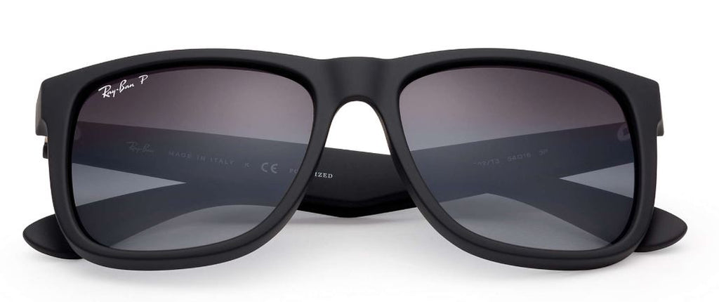 Ray Ban Justin Polarized Sunglasses BlackRubber Grey Gradient Wayfarer