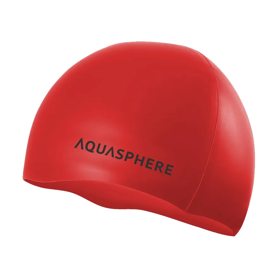 Aqua Sphere Plain Silicone Swim Cap Red-Black