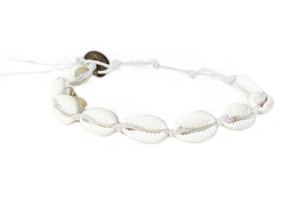 White Cowry Shell Bracelet.