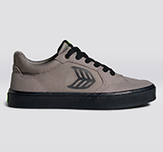 VALLELY Skate Charcoal Grey Suede and Cordura Black Logo Sneaker Men.