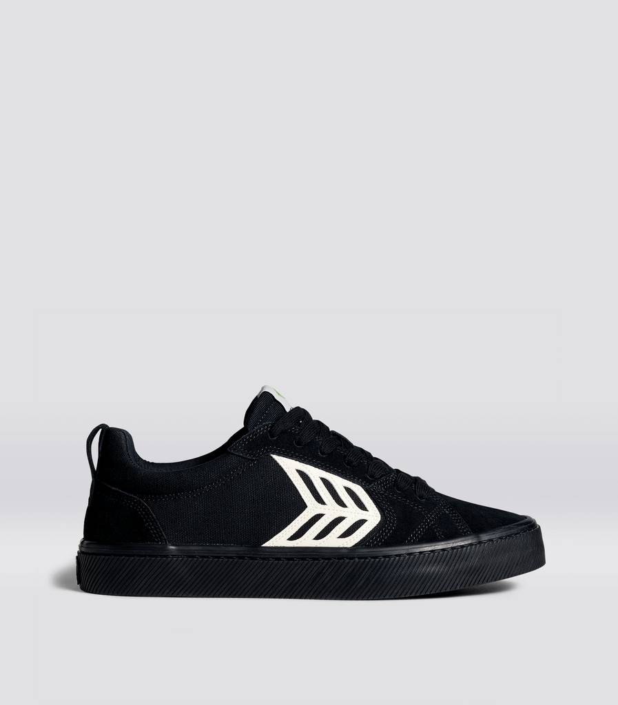 CATIBA PRO Skate All Black Suede and Canvas Ivory Logo Sneaker Men.