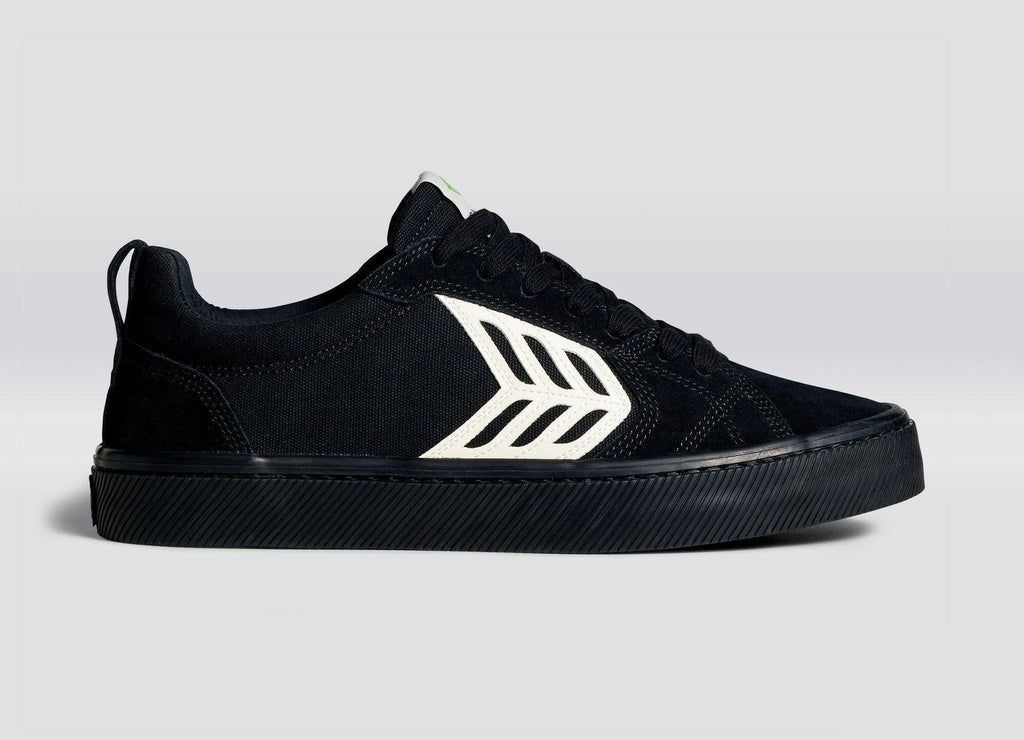 CATIBA PRO Skate All Black Suede and Canvas Ivory Logo Sneaker Women.