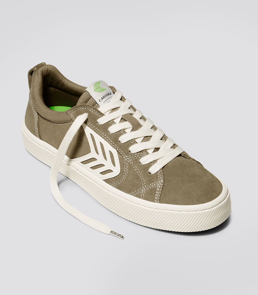 CATIBA PRO Skate Burnt Sand Suede and Canvas Contrast Thread Ivory Logo Sneaker Women.