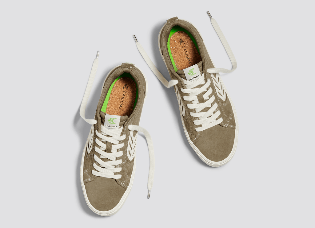 CATIBA PRO Skate Burnt Sand Suede and Canvas Contrast Thread Ivory Logo Sneaker Women.