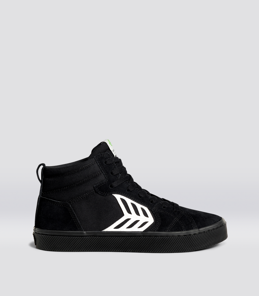 CATIBA PRO High Skate All Black Suede and Canvas Ivory Logo Sneaker Men.