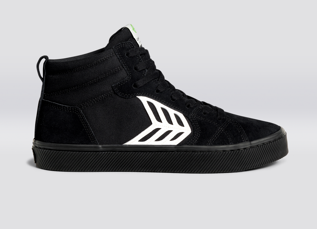 CATIBA PRO High Skate All Black Suede and Canvas Ivory Logo Sneaker Men.