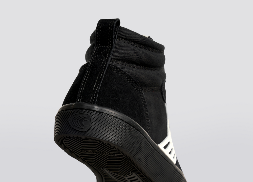 CATIBA PRO High Skate All Black Suede and Canvas Ivory Logo Sneaker Women.