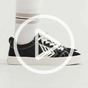CATIBA PRO Skate Black Suede and Canvas Contrast Thread Ivory Logo Sneaker Men.